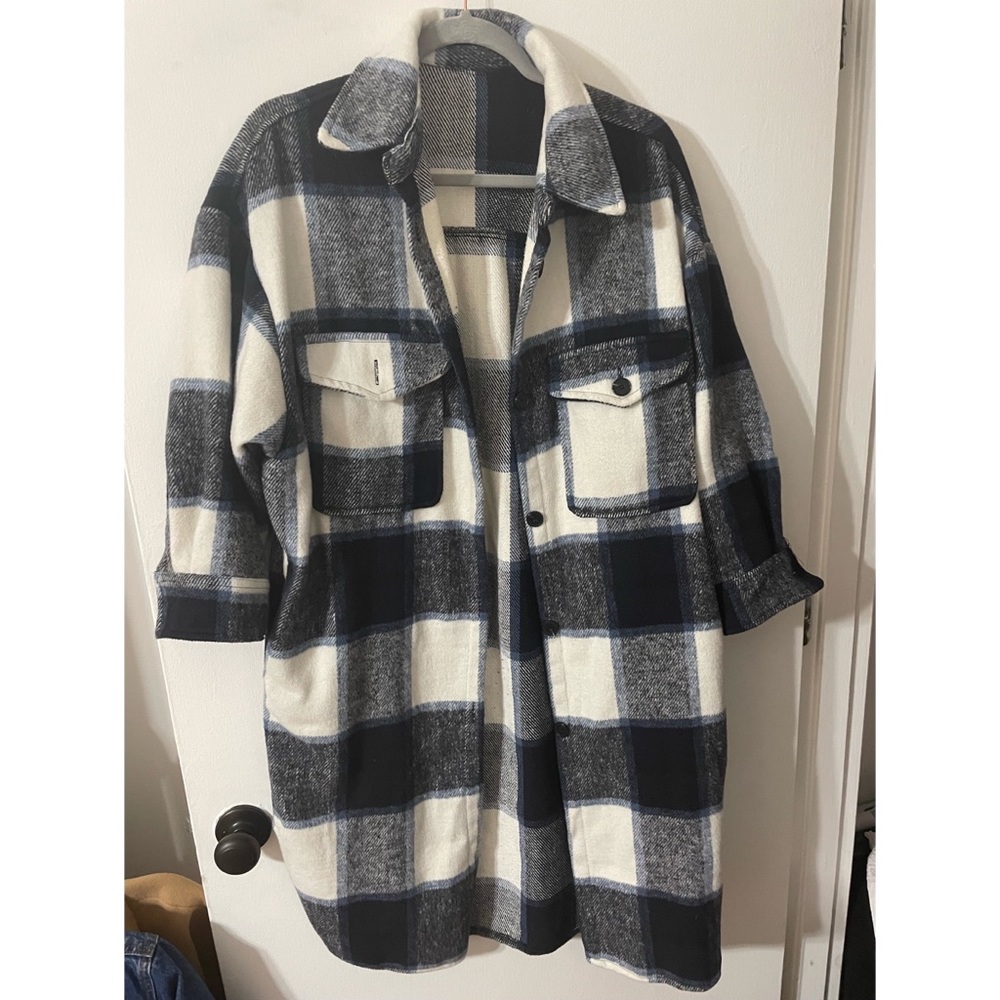 Blue and White Flannel Jacket